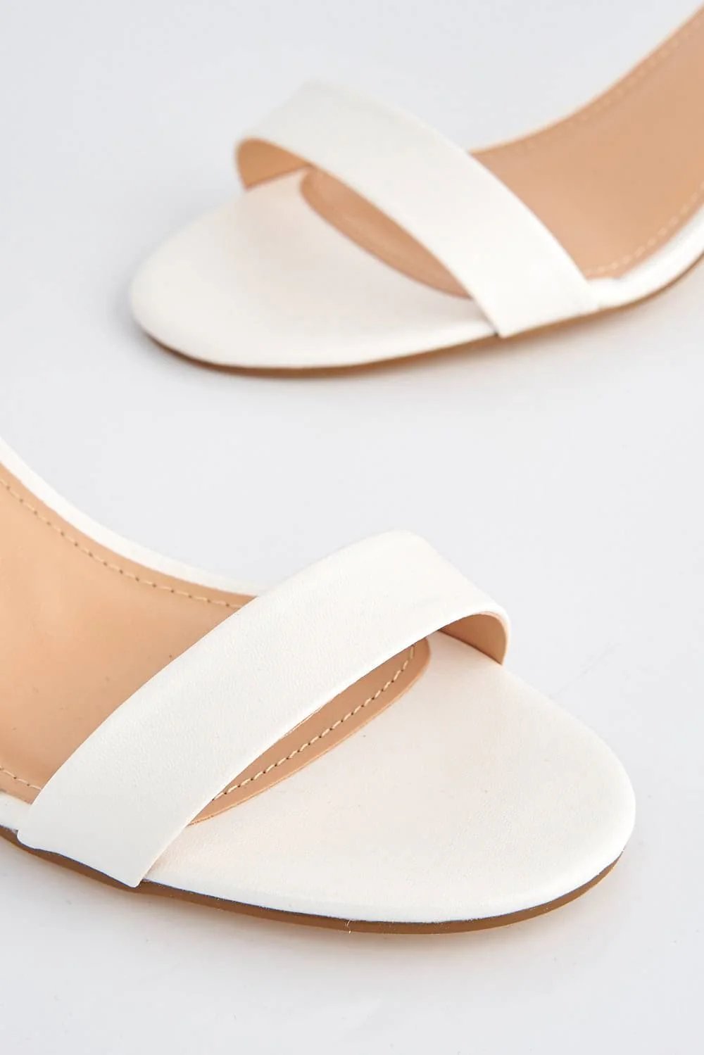 Karley Barely There Ankle Strap Block Heel Sandal in White Matt - Image 5