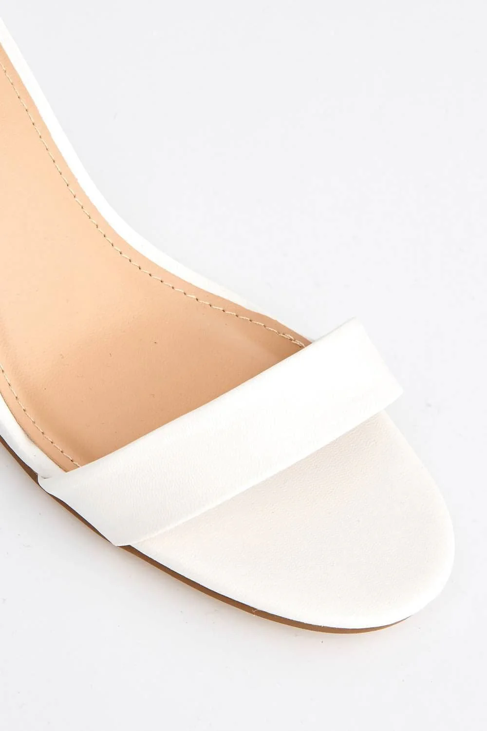 Karley Barely There Ankle Strap Block Heel Sandal in White Matt - Image 6