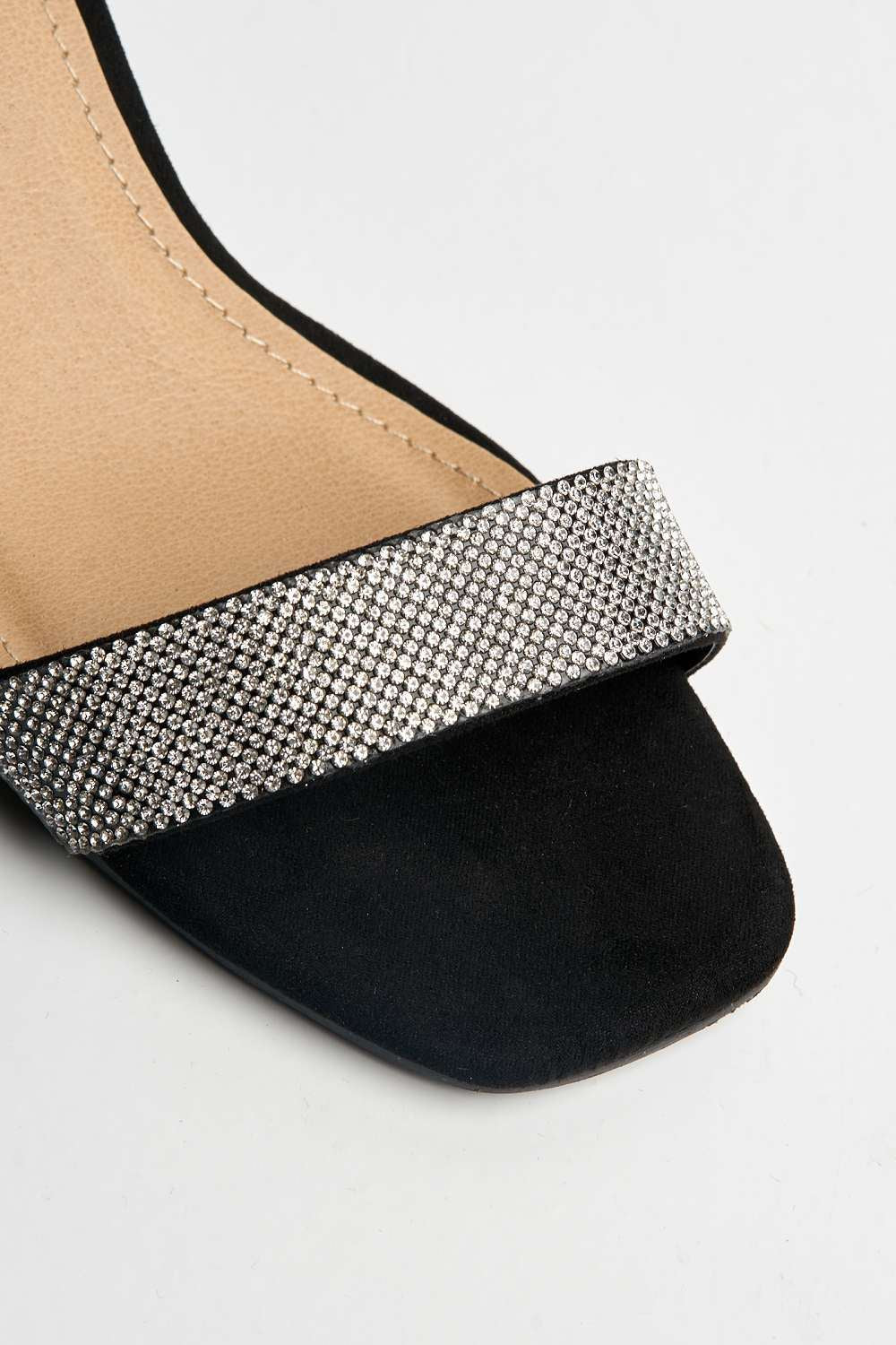 Kate Diamante Band Wide Fit Heeled Sandals in Black Suede - Image 5