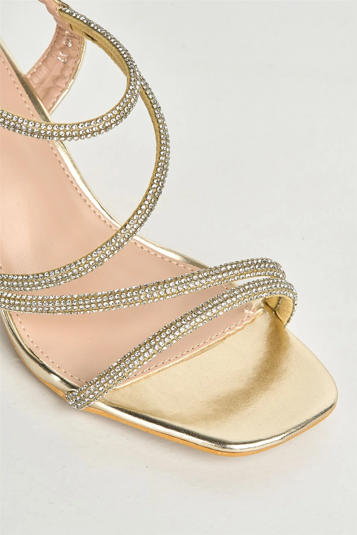 Kayli Diamante Strappy Block Heels in Gold - Image 5