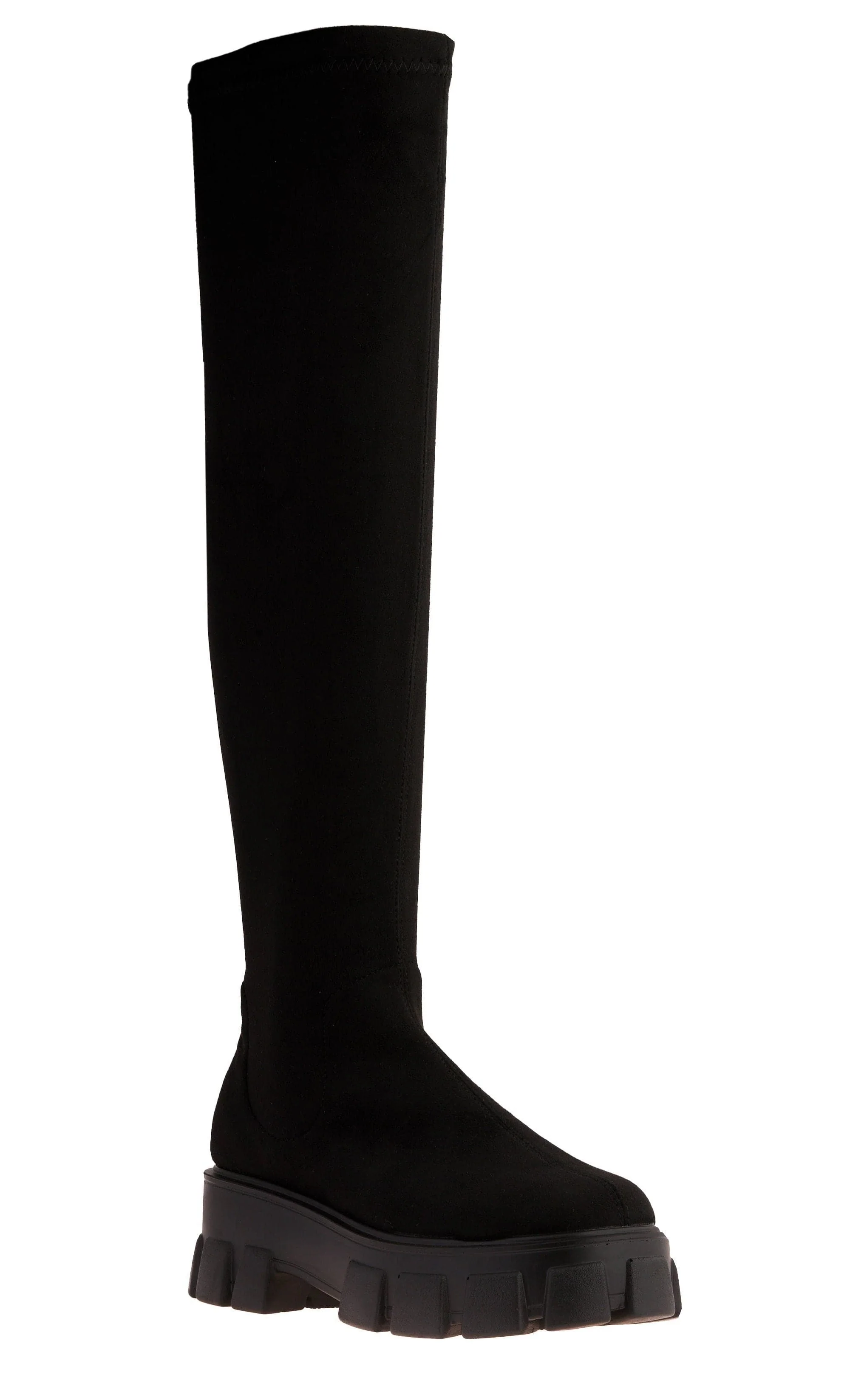 Keely Lycra Stretch OTK Boot in Black Suede - Image 5