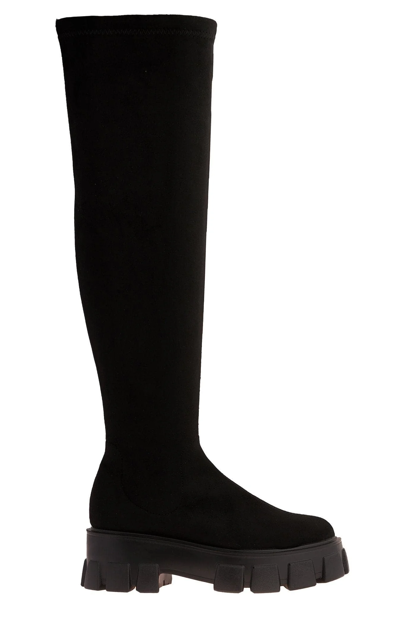Keely Lycra Stretch OTK Boot in Black Suede - Image 7