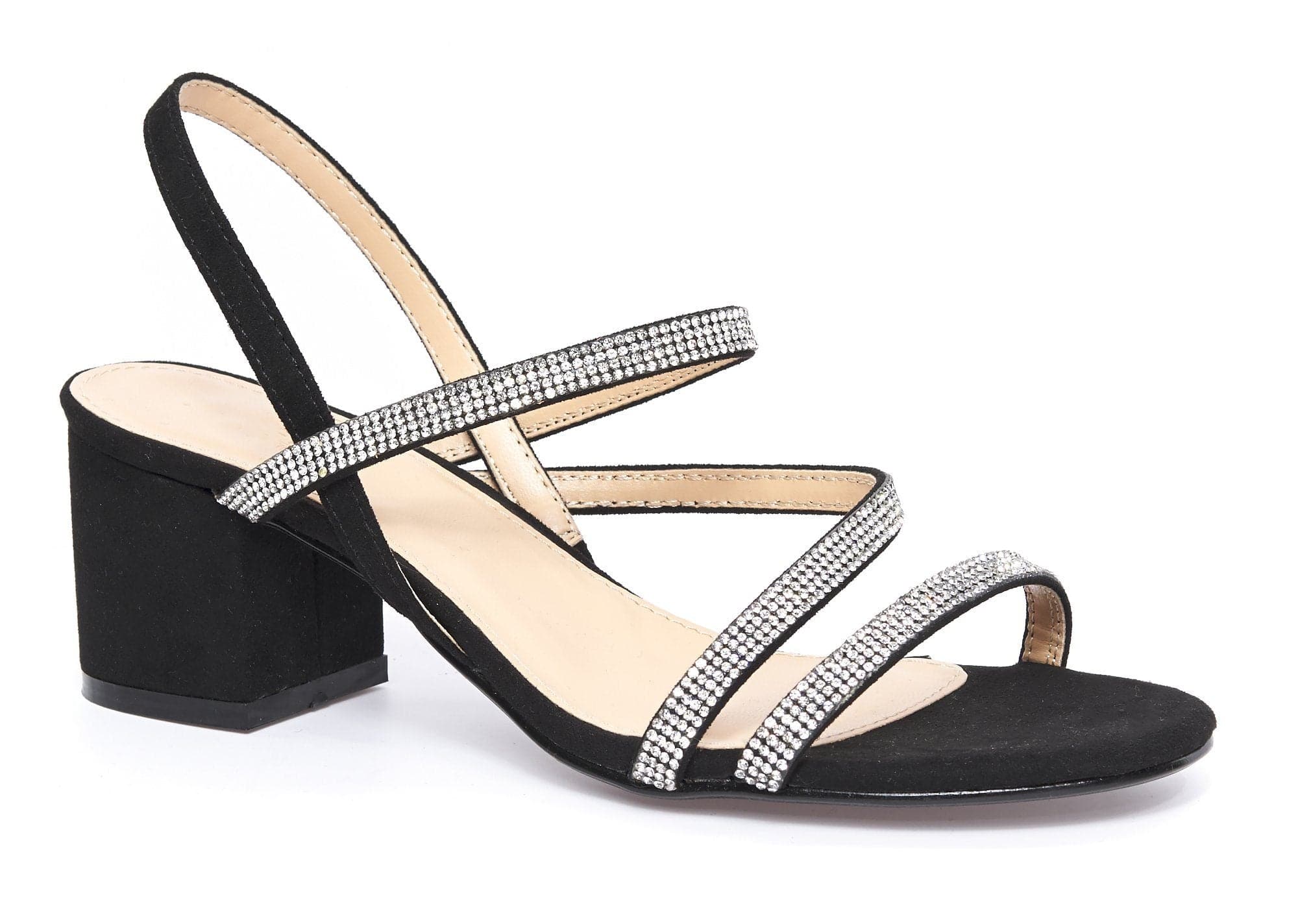 Darwin Crisscross Diamante Slingback Block Heel Sandal in Black Suede - Image 5