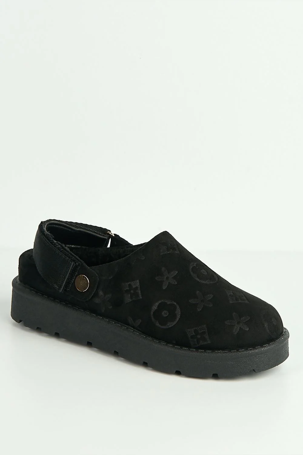 Khalessi Velcro Backstrap Imprinted Slippers in Black - Image 4