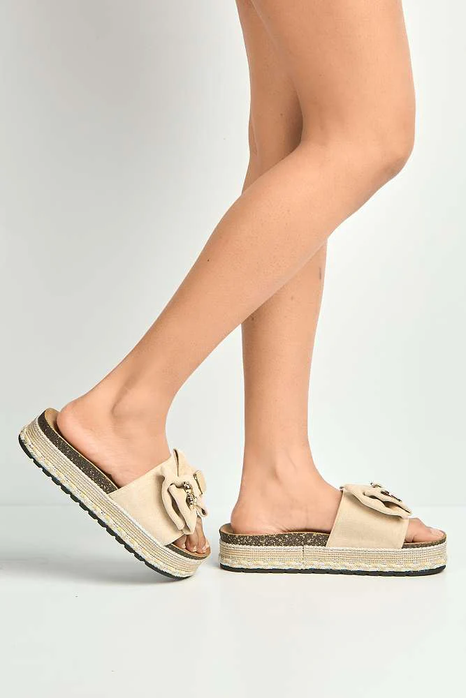 Kimmie Bow & Charm Detail Espadrilles in Nude - Image 3
