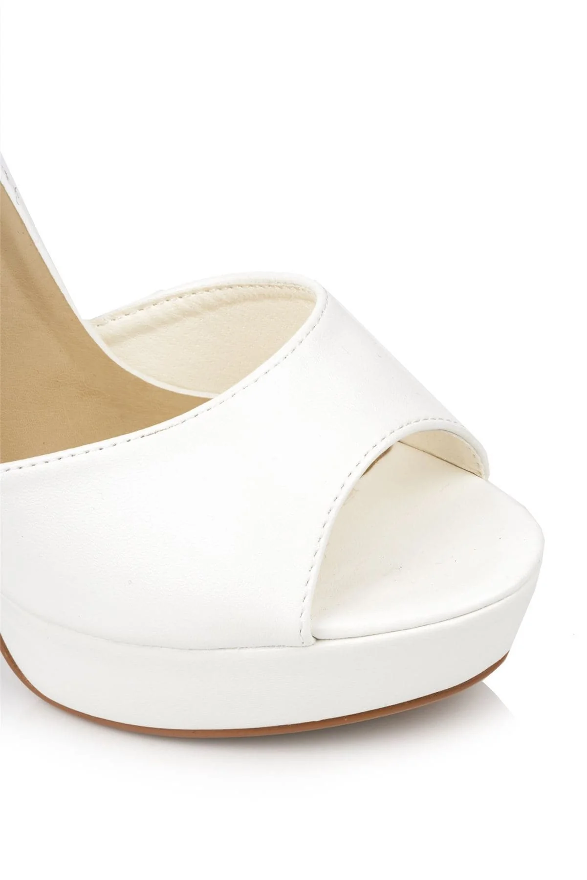 Kirti Anklestrap Platform Peeptoe Sandal in White PU - Image 7