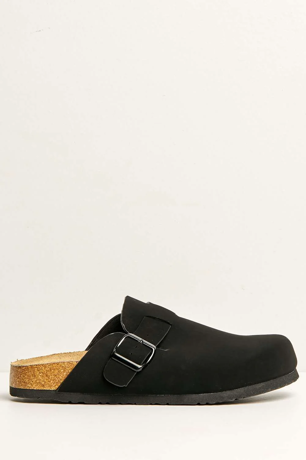 Klara Cork Sole Buckle Detail Clogs in Black - Image 5