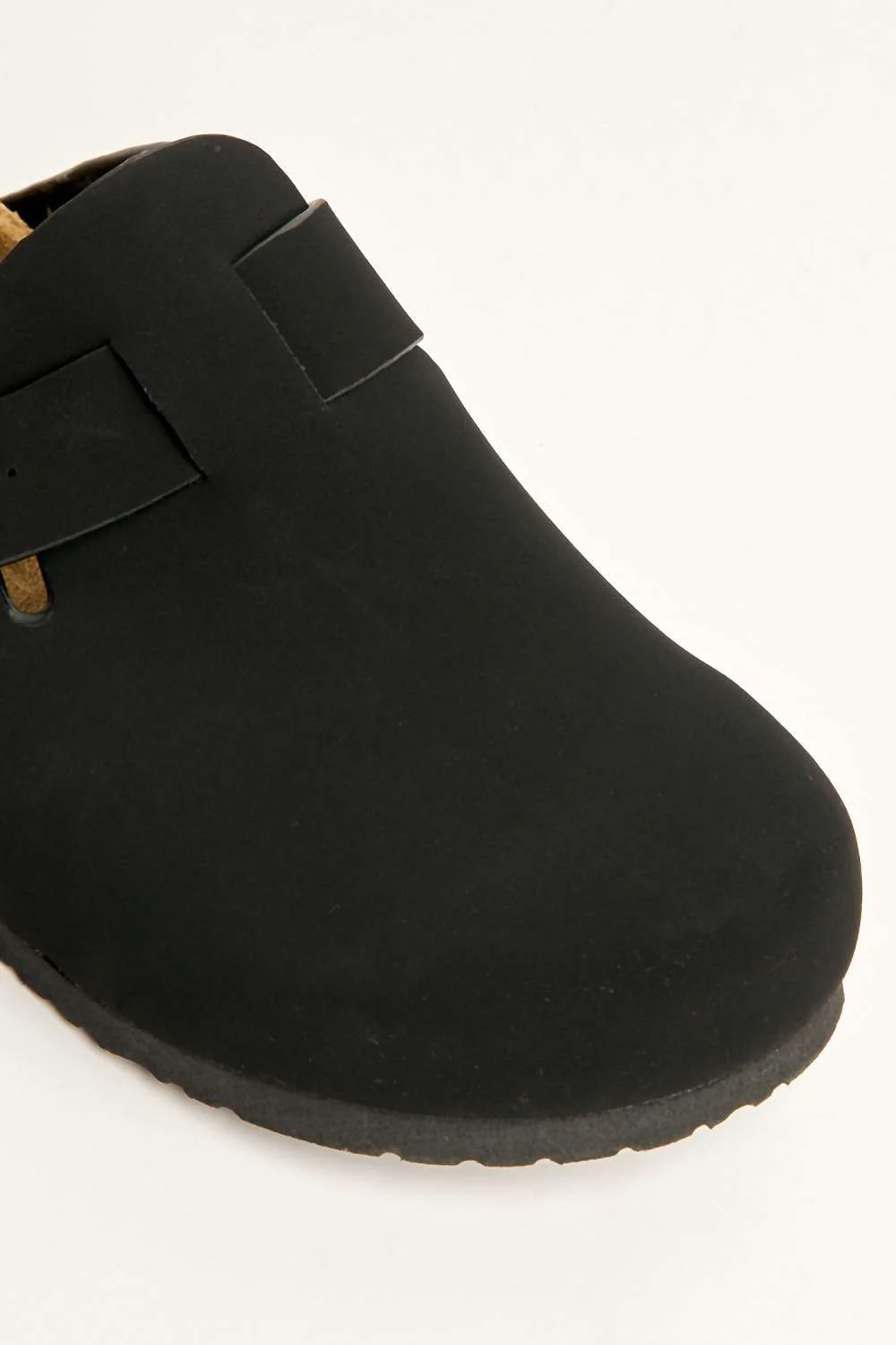 Klara Cork Sole Buckle Detail Clogs in Black - Image 6
