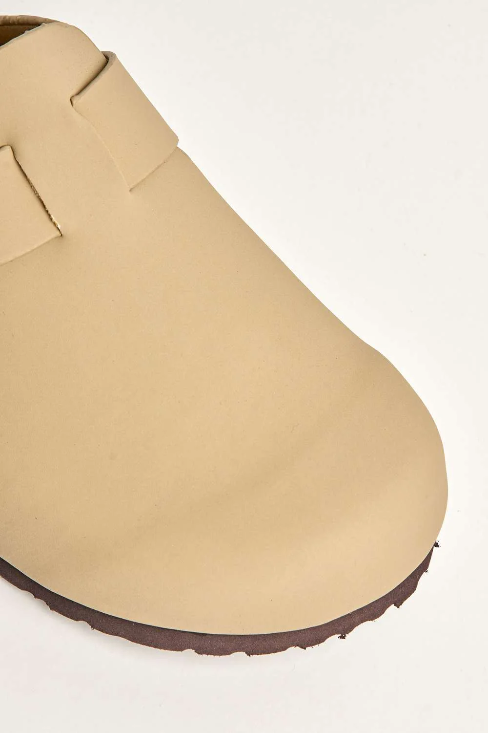 Klara Cork Sole Buckle Detail Clogs in Taupe - Image 6