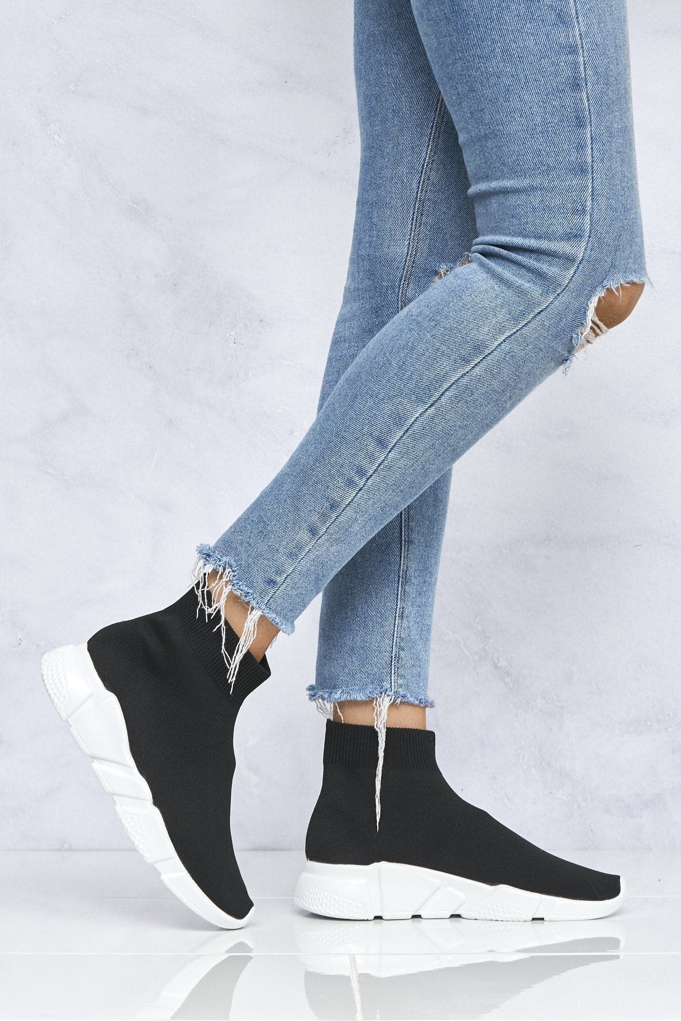 Saint Knitted Slip On Sock Boot In Black