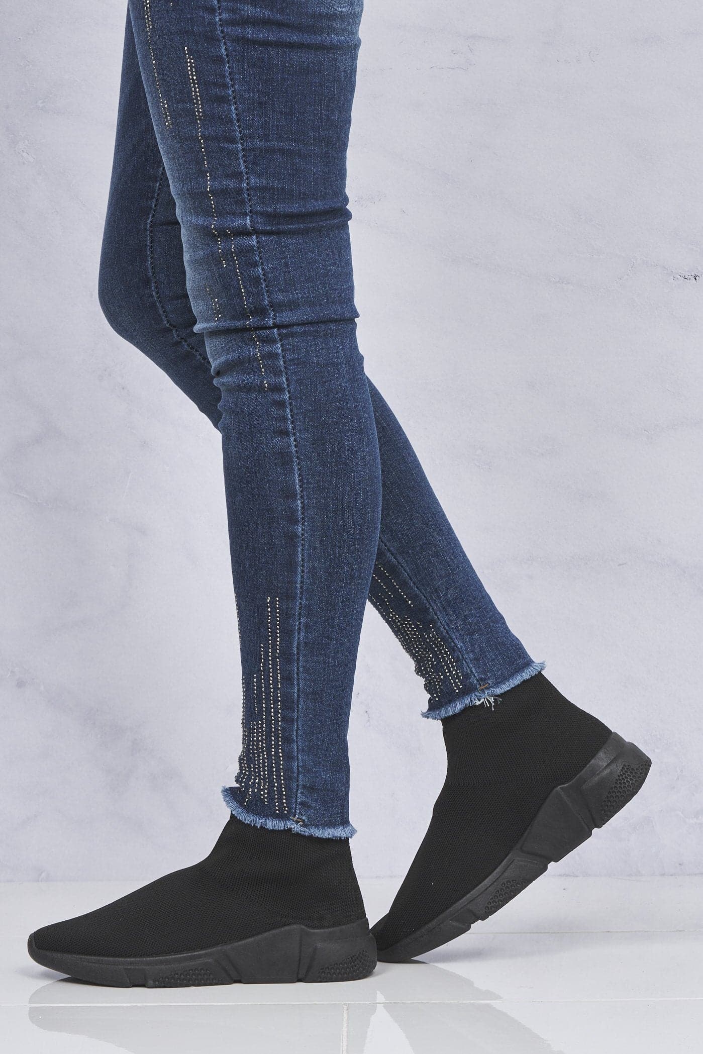 Saint Knitted Slip on Sock Boot In Black/Black Sole - Image 3