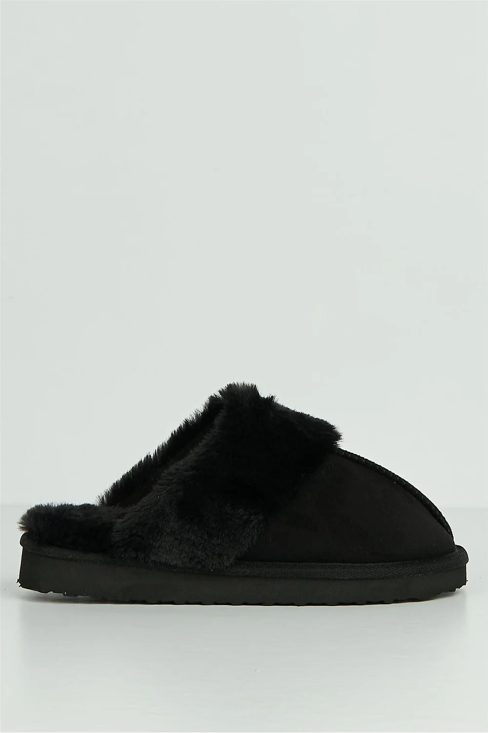 Koko Closed Toe Fluffy Slipper in Black - Image 5