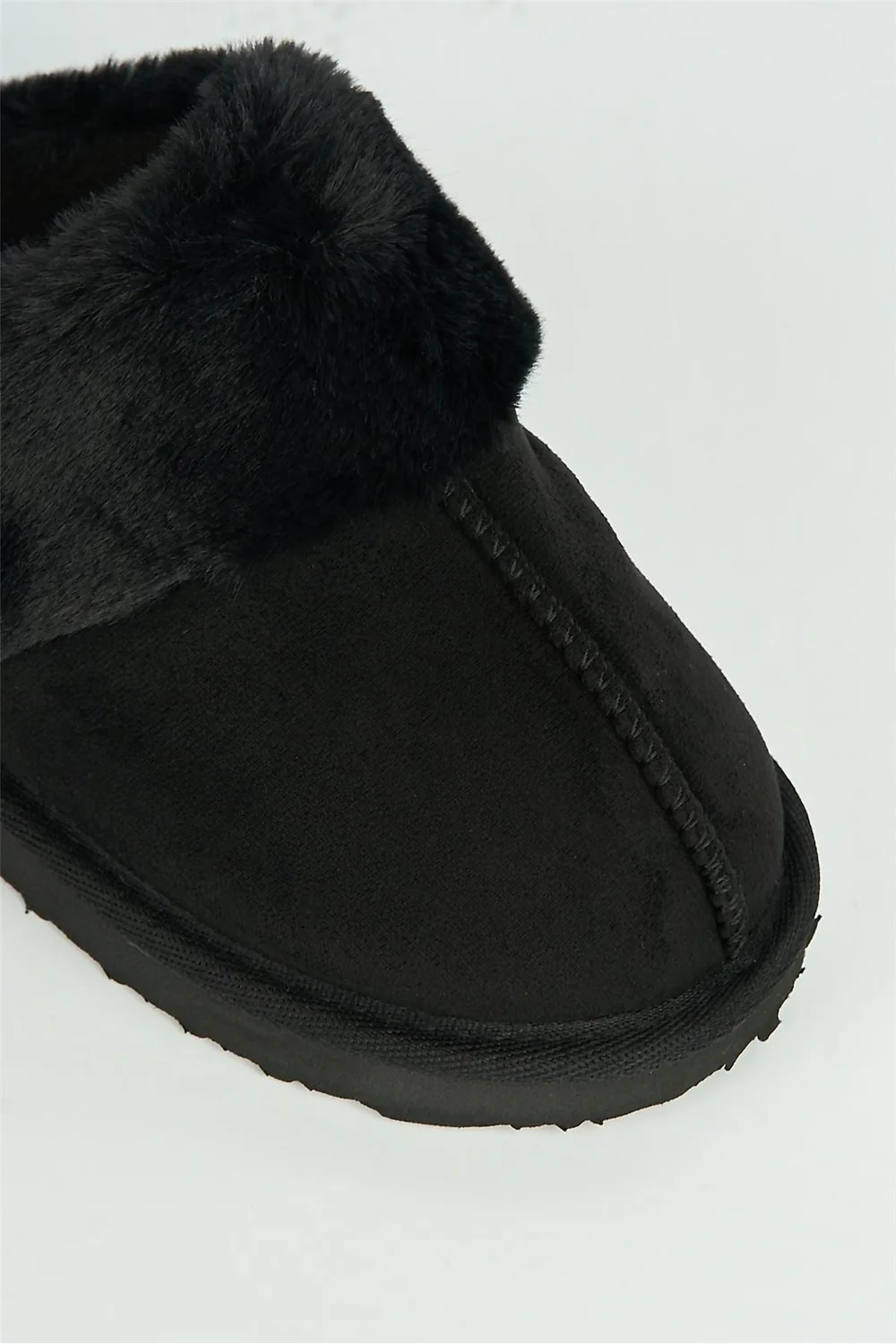 Koko Closed Toe Fluffy Slipper in Black - Image 6