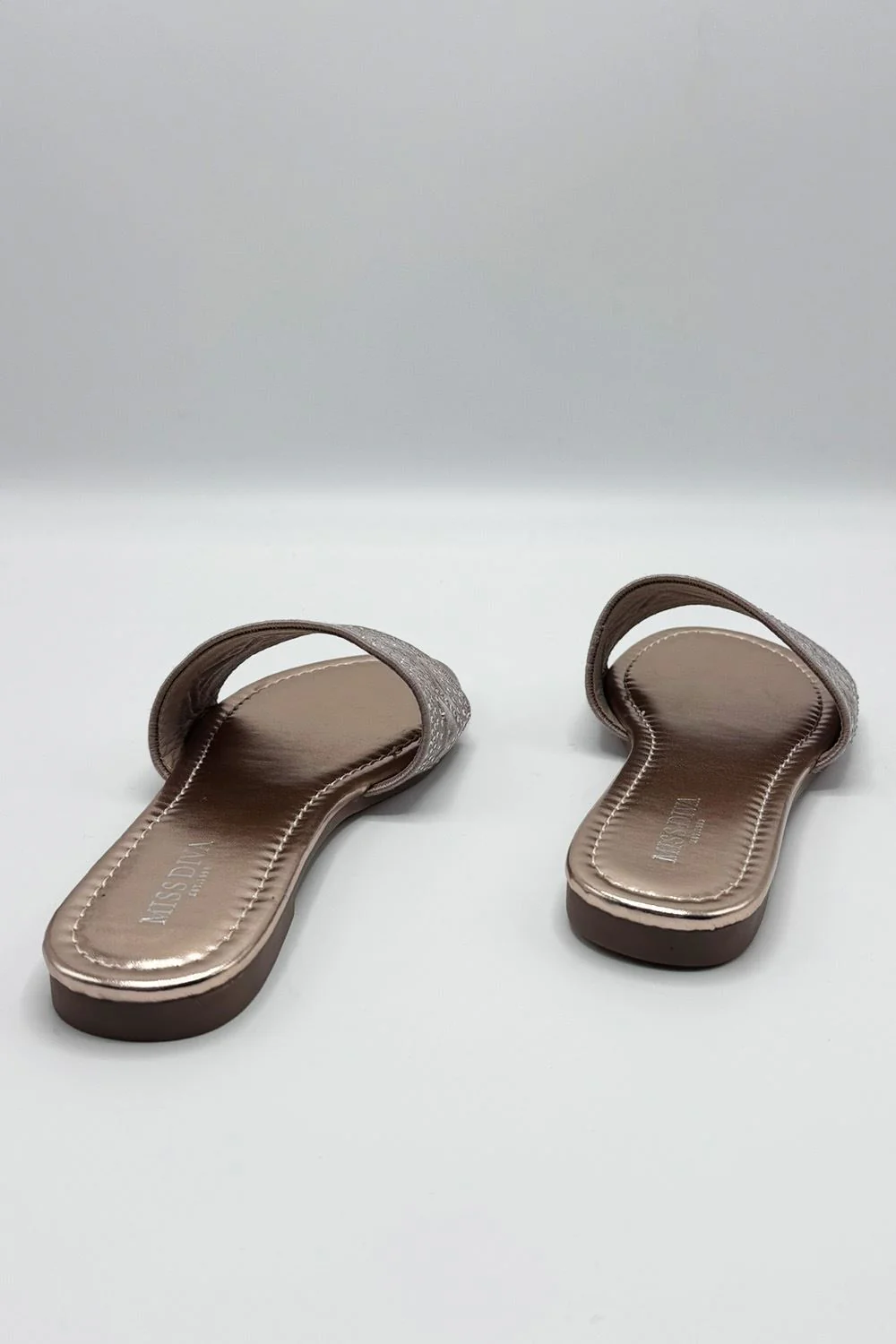 Kree Diamante Patterned Sliders in Rose Gold - Image 5