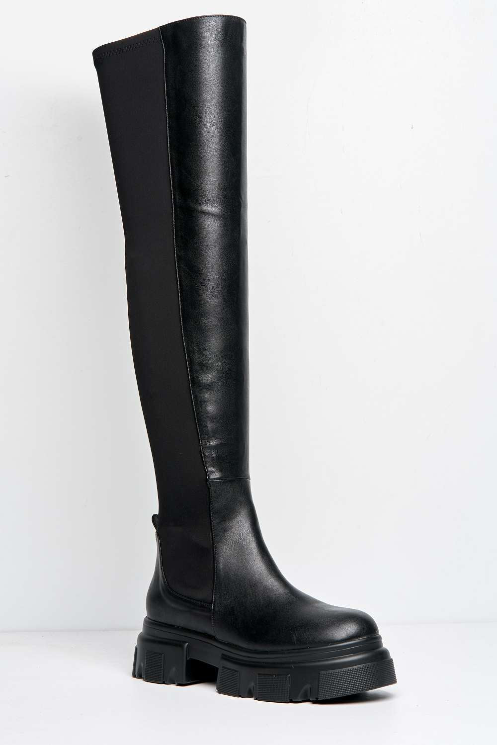 Laurrice Chunky Sole Knee High Boots in Black - Image 4