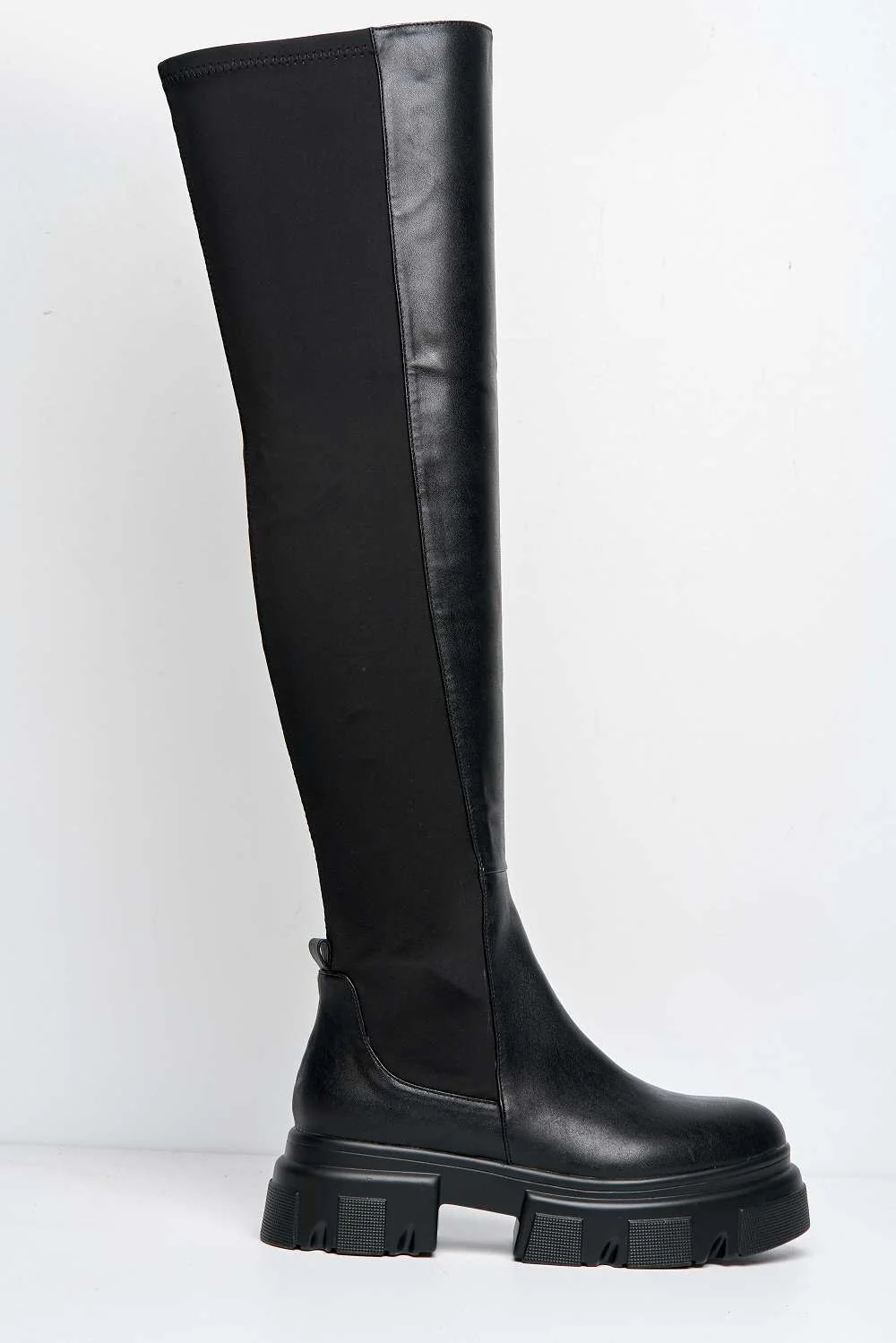 Laurrice Chunky Sole Knee High Boots in Black - Image 5
