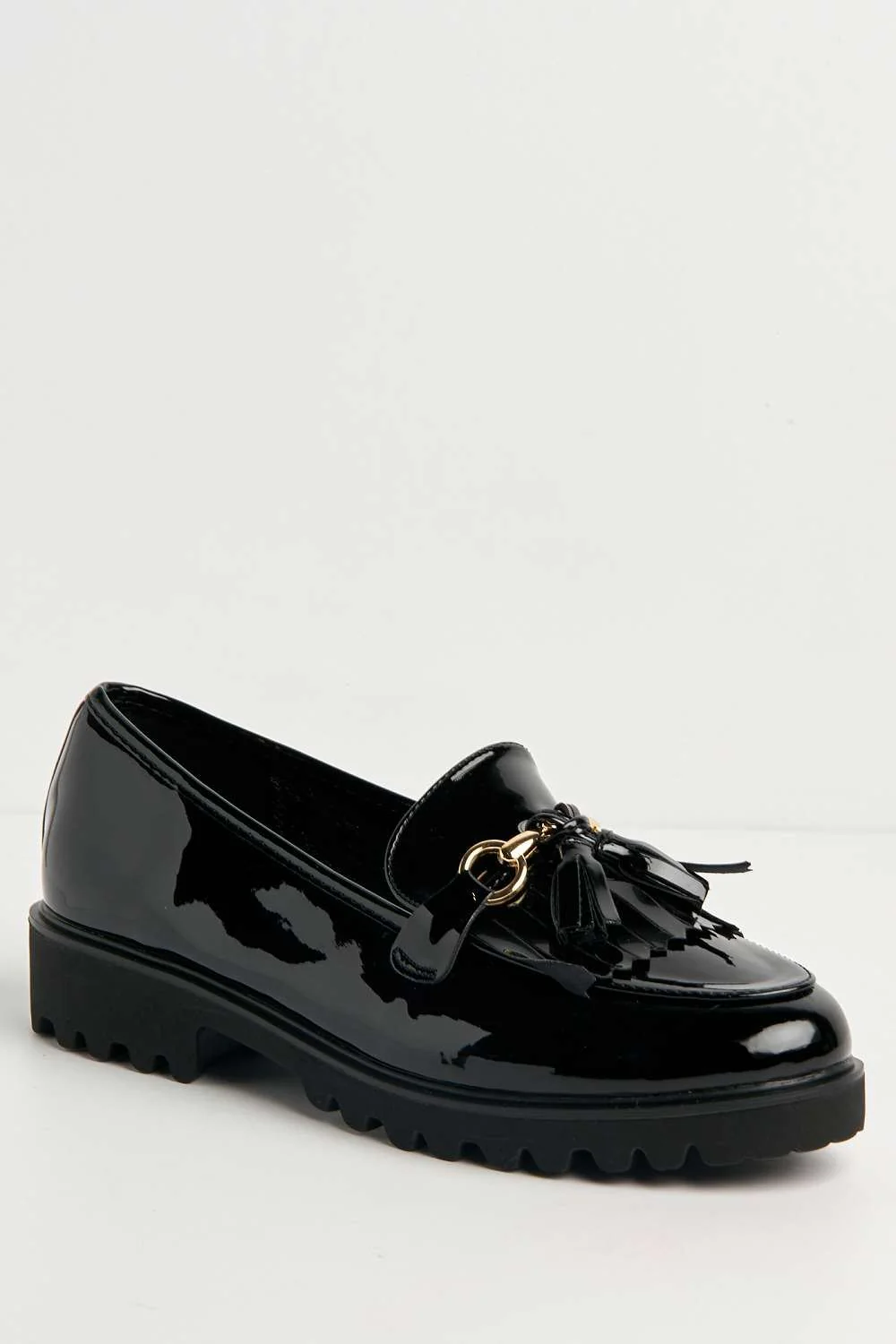 Leefia Horsebit Detail Loafers in Black Patent - Image 4