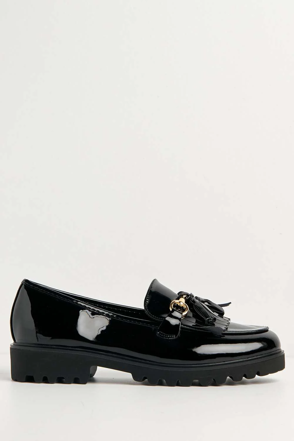 Leefia Horsebit Detail Loafers in Black Patent - Image 5