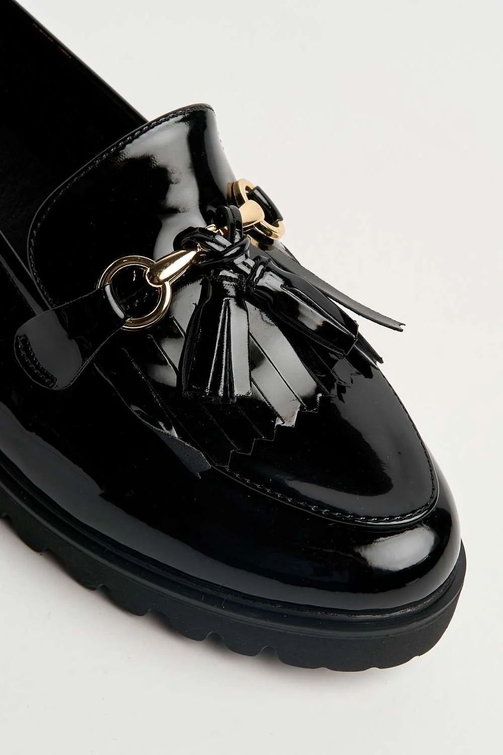 Leefia Horsebit Detail Loafers in Black Patent - Image 6