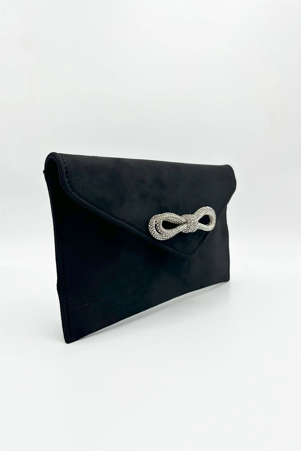 Leego Diamante Bow Detail Envelope Bag in Black