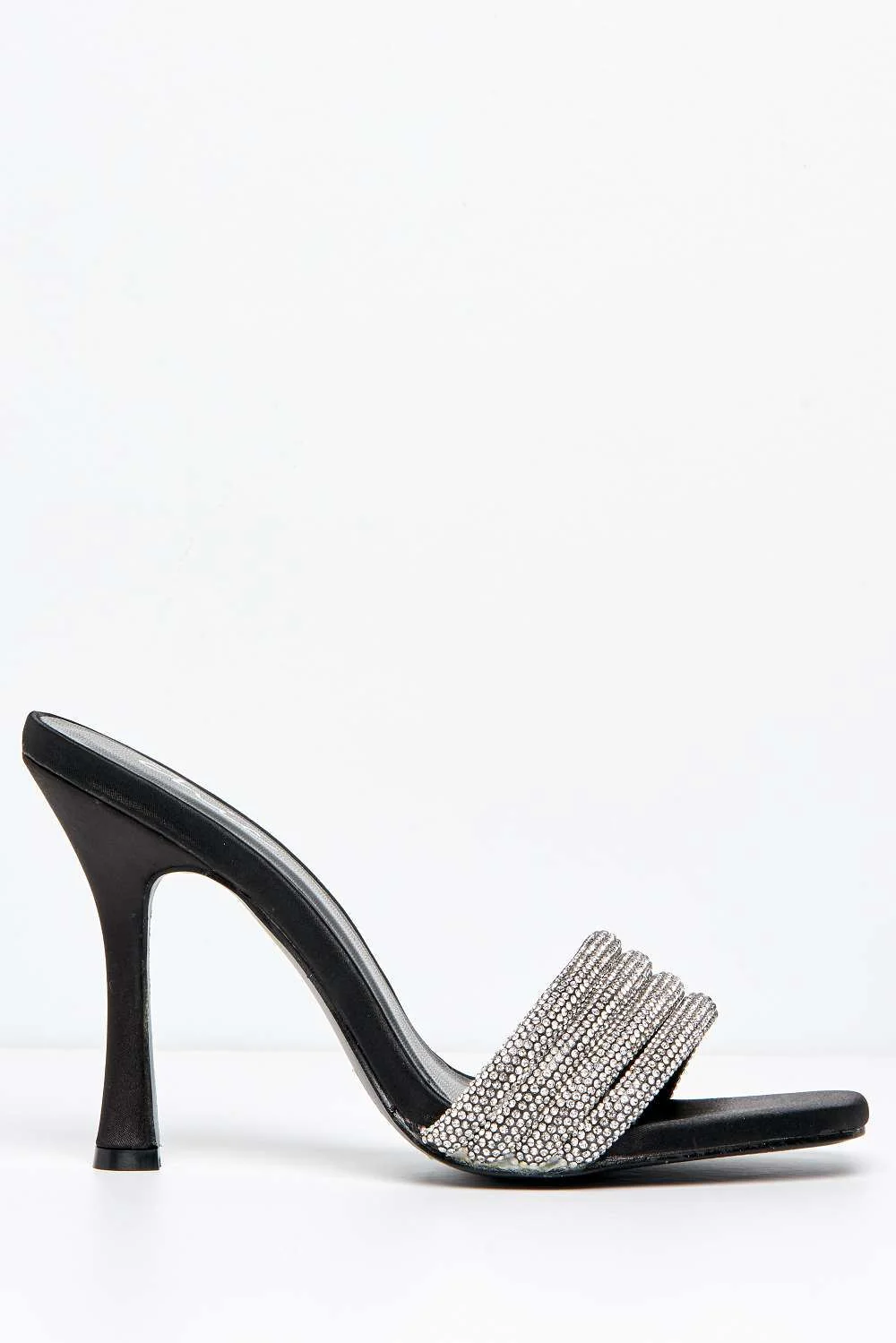 Leevia Diamante Embellished Heeled Mules in Black - Image 5