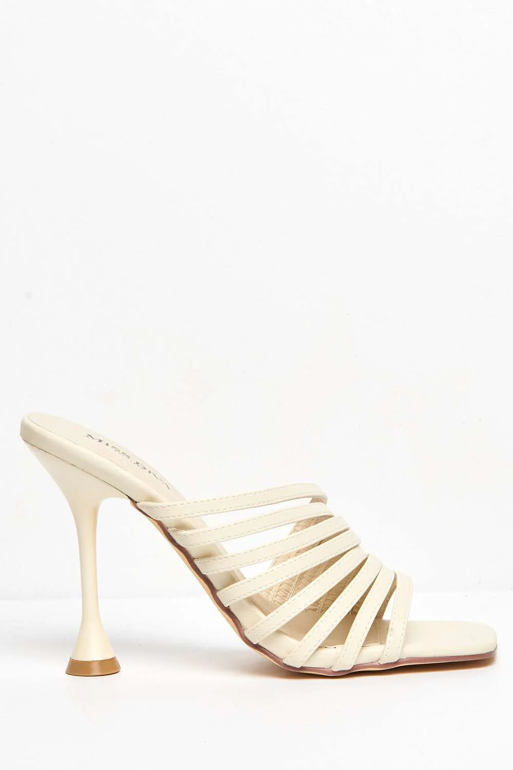 Leeza Square Toe Heeled Mules in Beige Matt - Image 5
