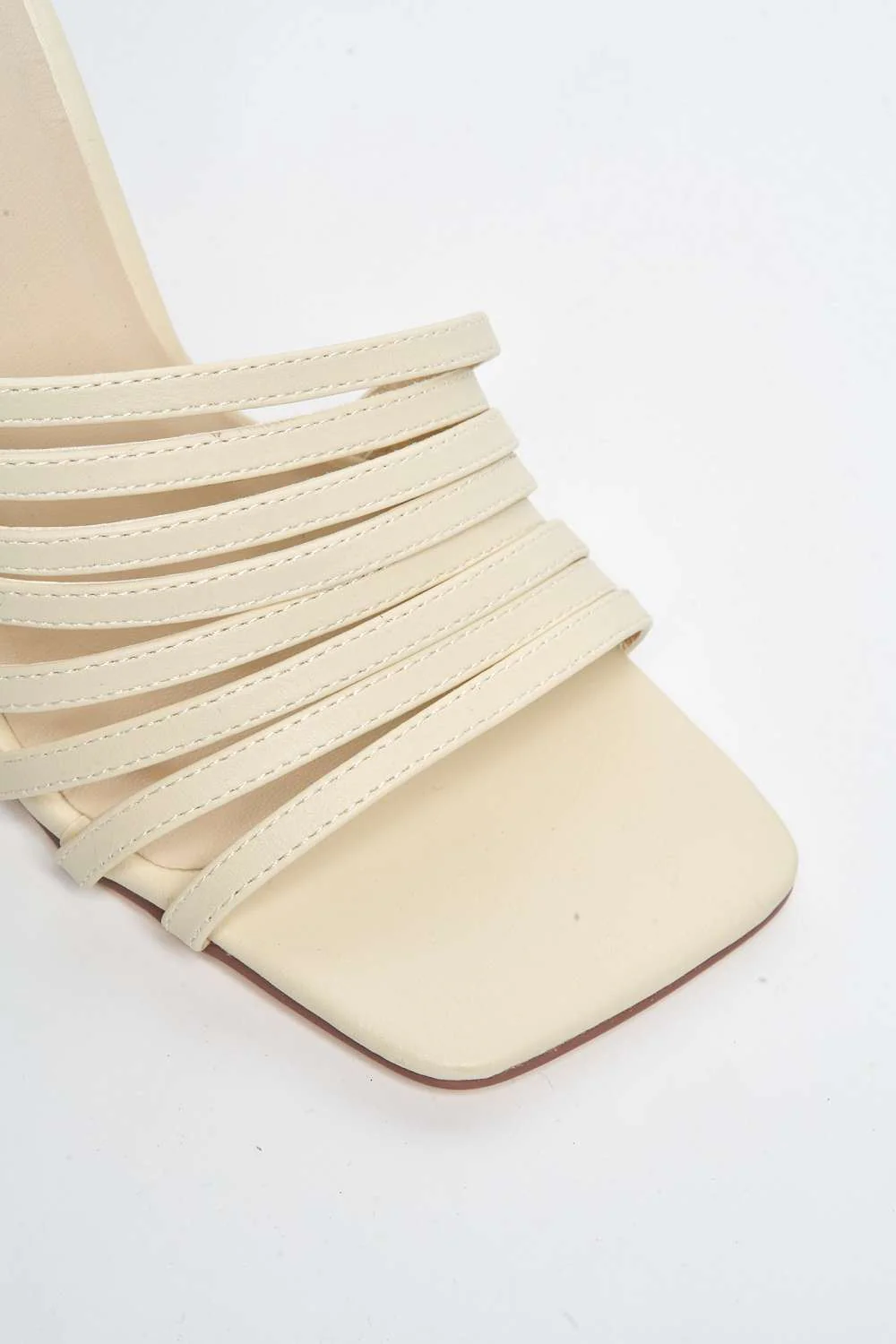 Leeza Square Toe Heeled Mules in Beige Matt - Image 6