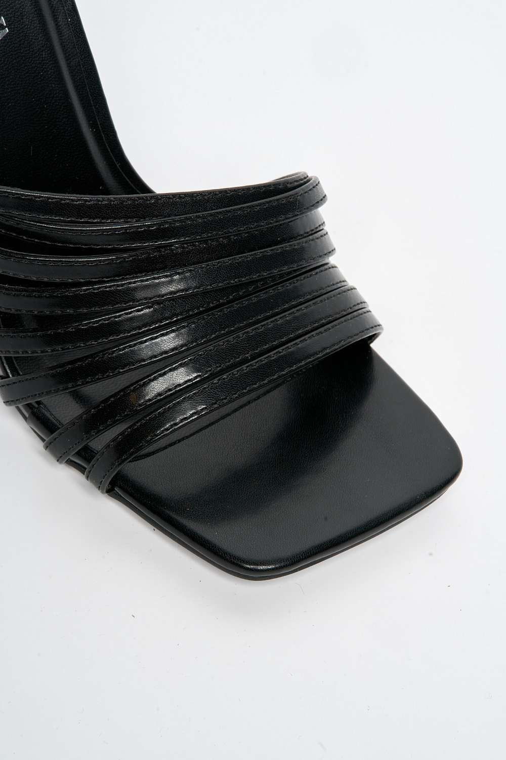 Leeza Square Toe Heeled Mules in Black Matt - Image 6