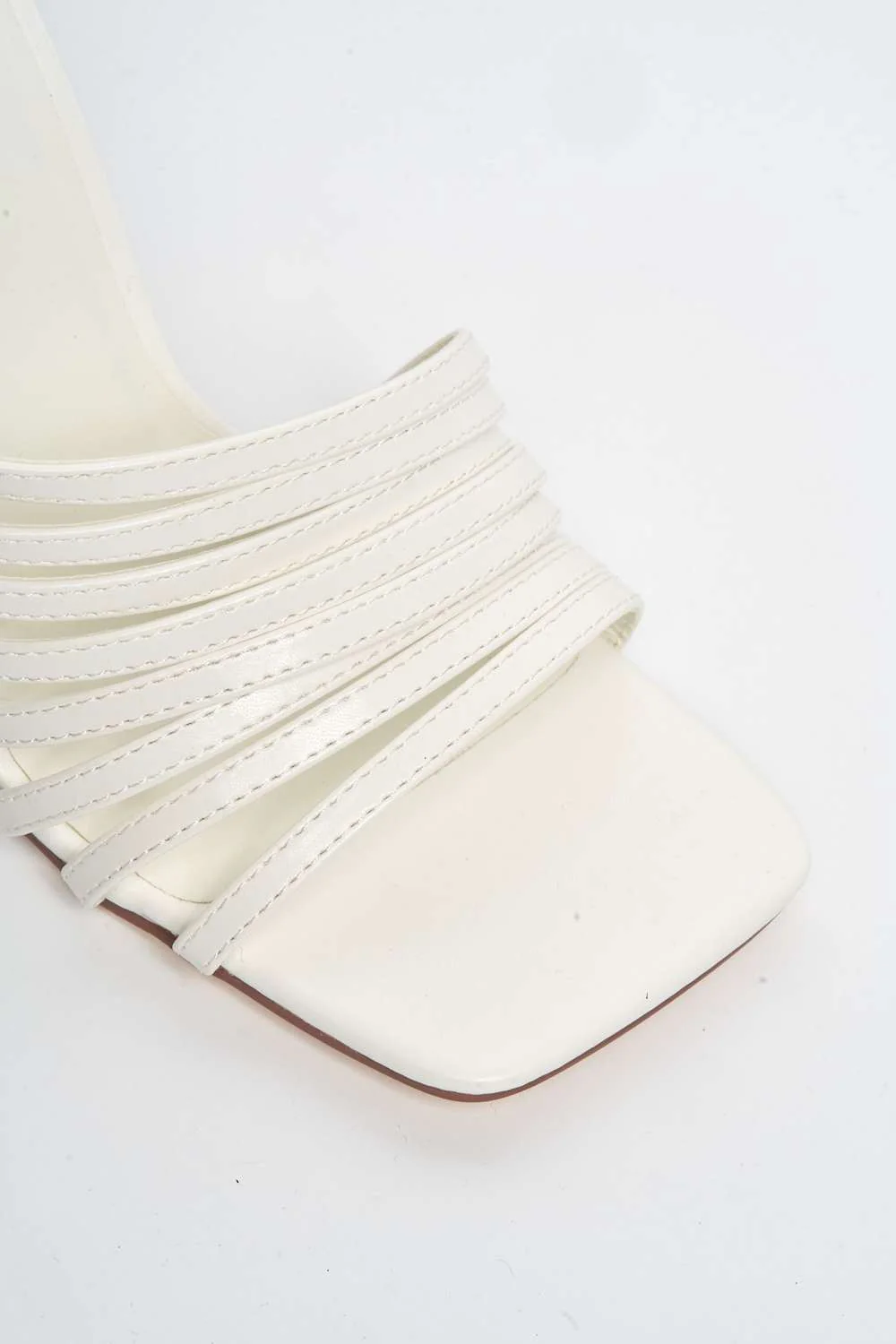 Leeza Square Toe Heeled Mules in White Matt - Image 6