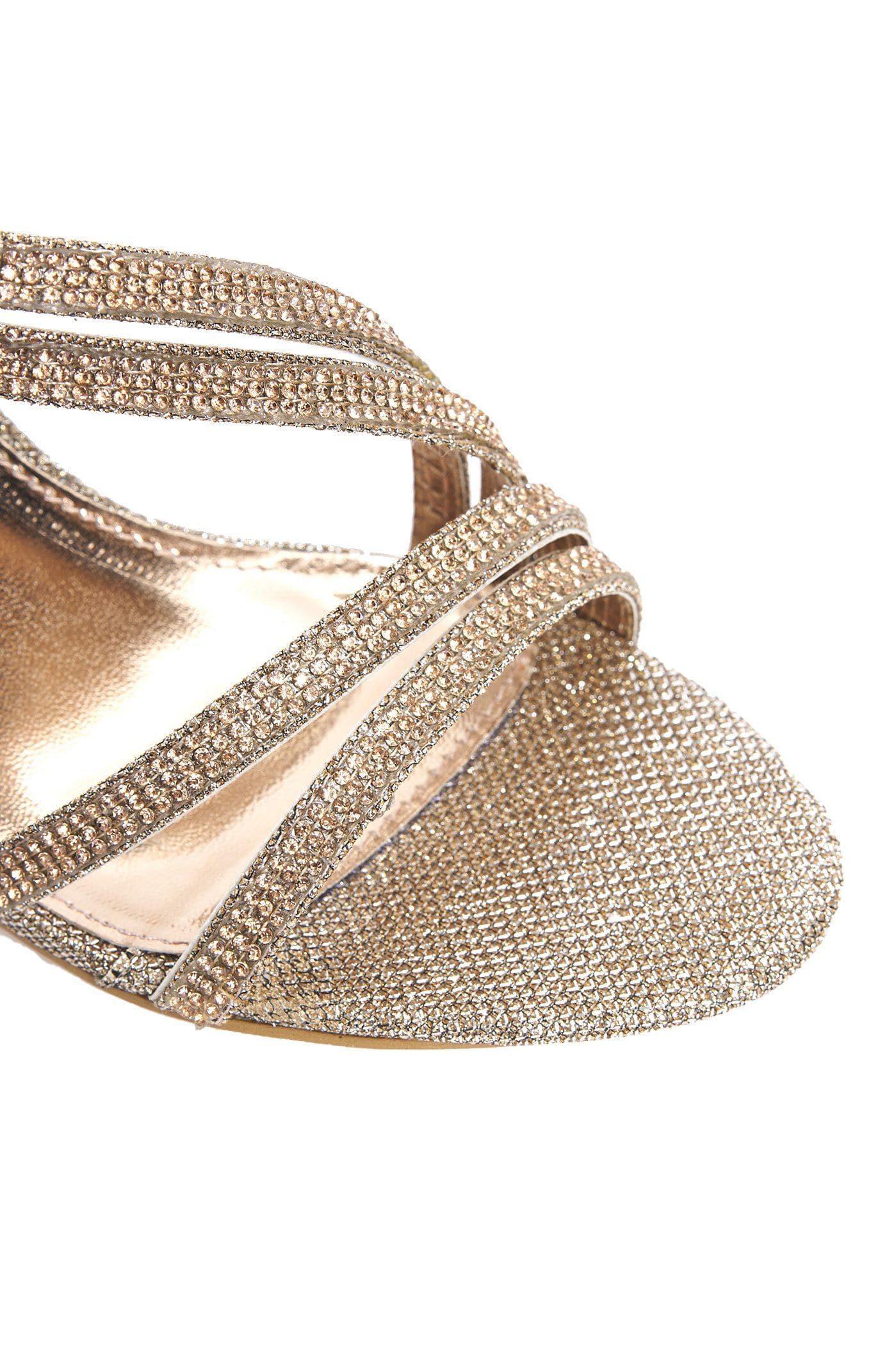 Leva Strappy Low Heel Glit Sandal in Champagne - Image 6