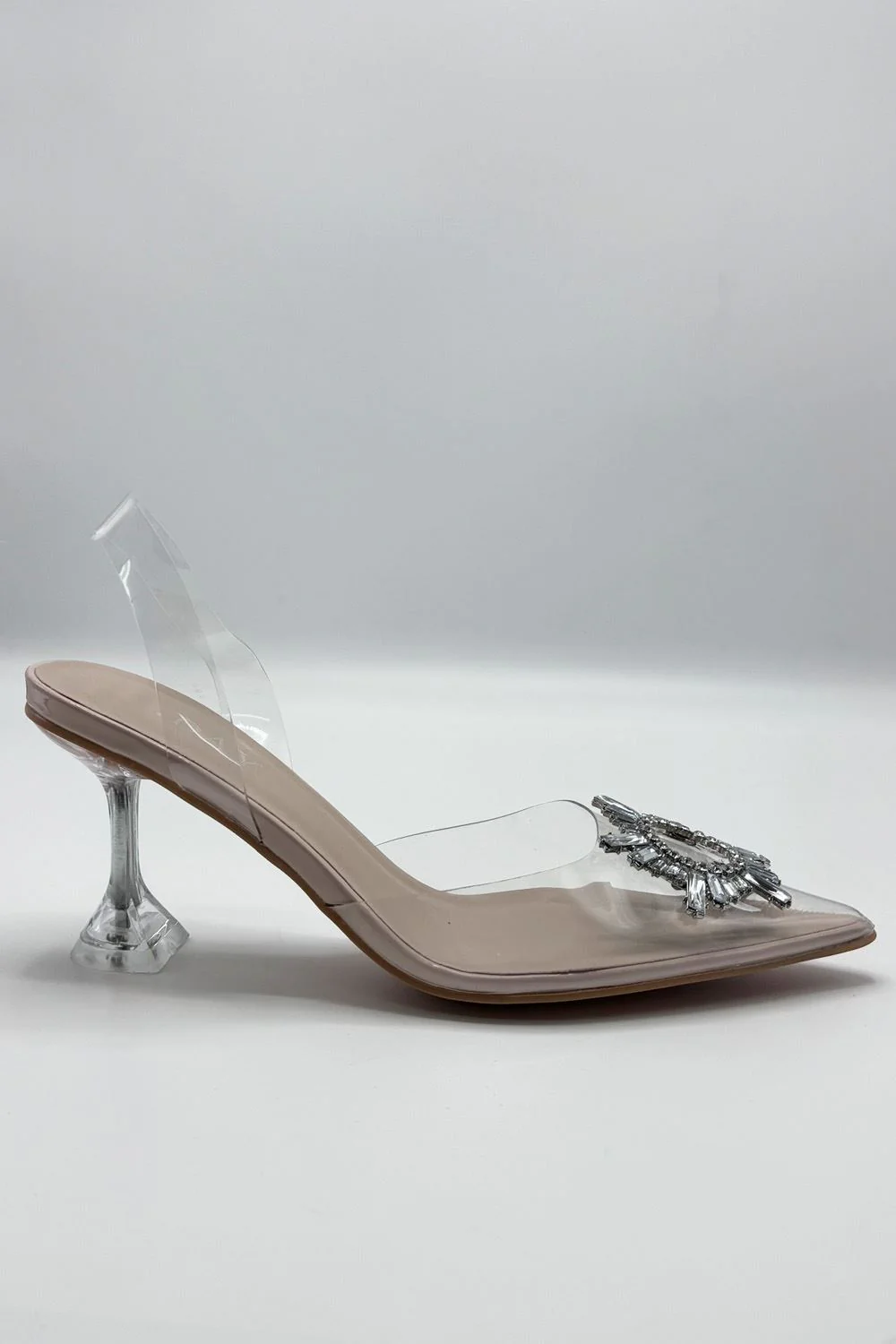 Leyra Diamante Brooch Slingback Perspex Court Shoes in Clear - Image 2