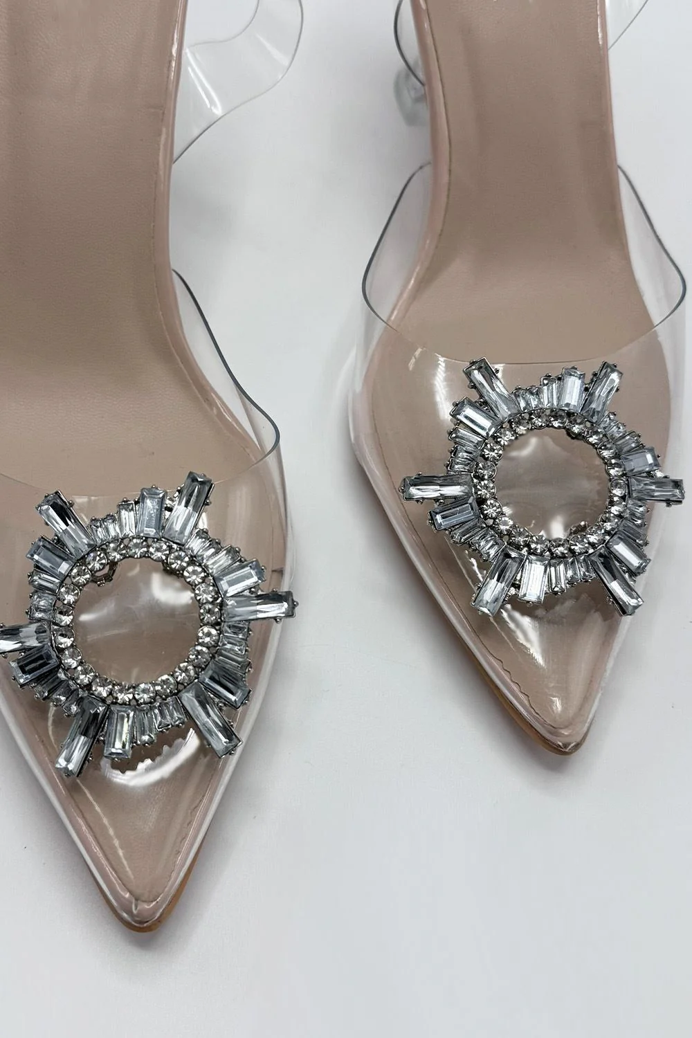 Leyra Diamante Brooch Slingback Perspex Court Shoes in Clear - Image 3