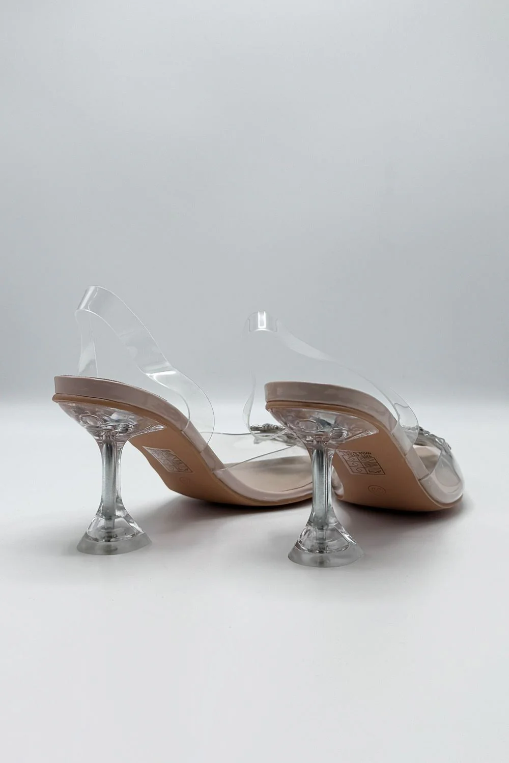 Leyra Diamante Brooch Slingback Perspex Court Shoes in Clear - Image 4