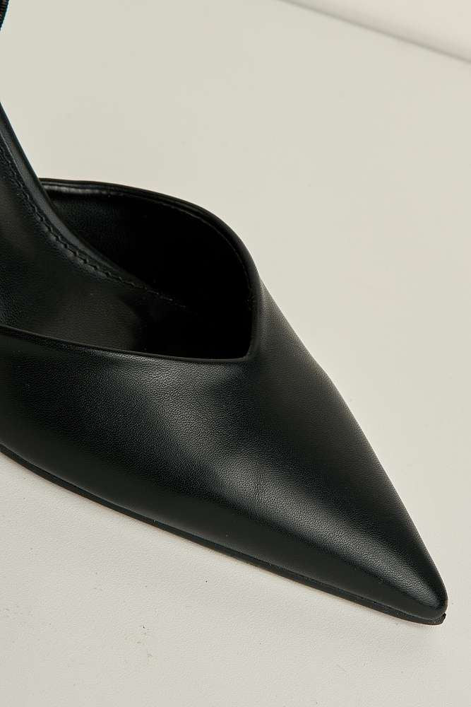 Liana Pointed Toe Slingback Court Shoes in Black - Image 5
