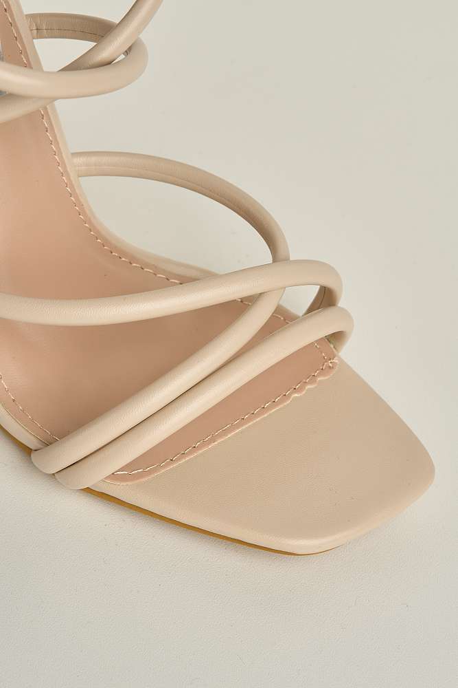 Libra Strappy Heeled Sandal in Nude - Image 5