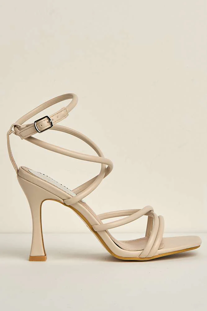 Libra Strappy Heeled Sandal in Nude - Image 6