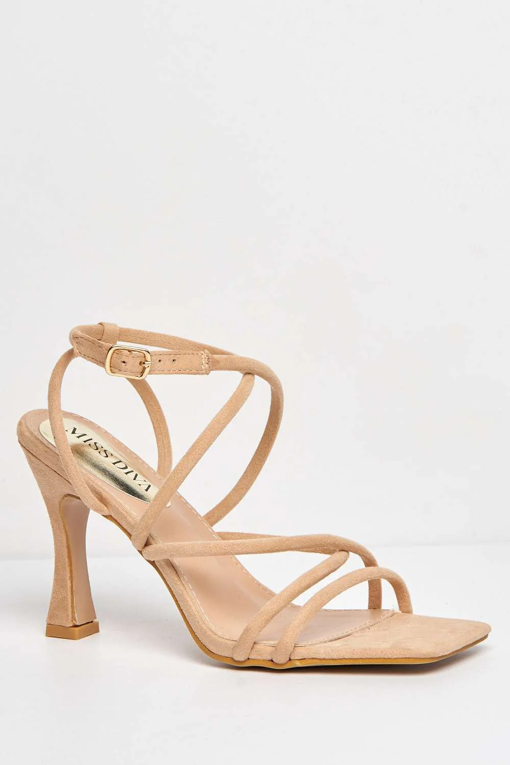 Libra Strappy Heeled Sandal in Nude Suede - Image 4