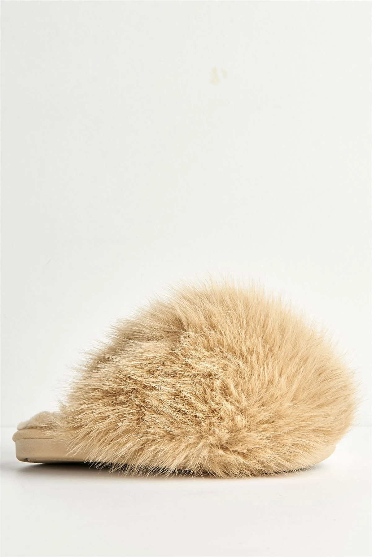 Lila Glitter Fluffy Slipper in Mocha - Image 4