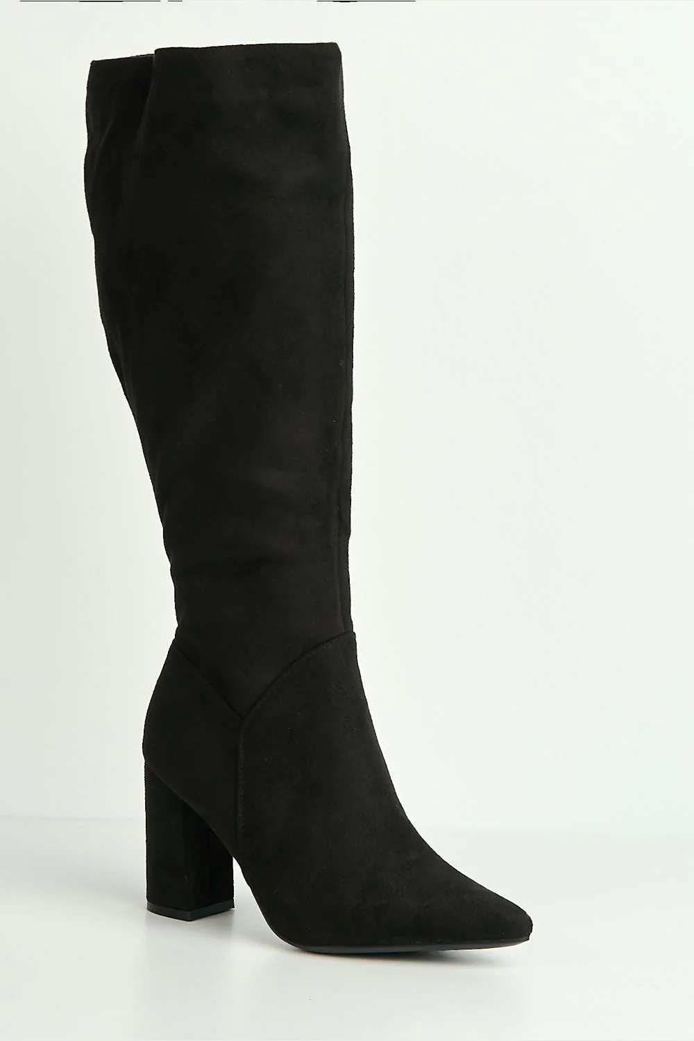 Livia Pointed Toe Knee High Boots in Black - Image 4