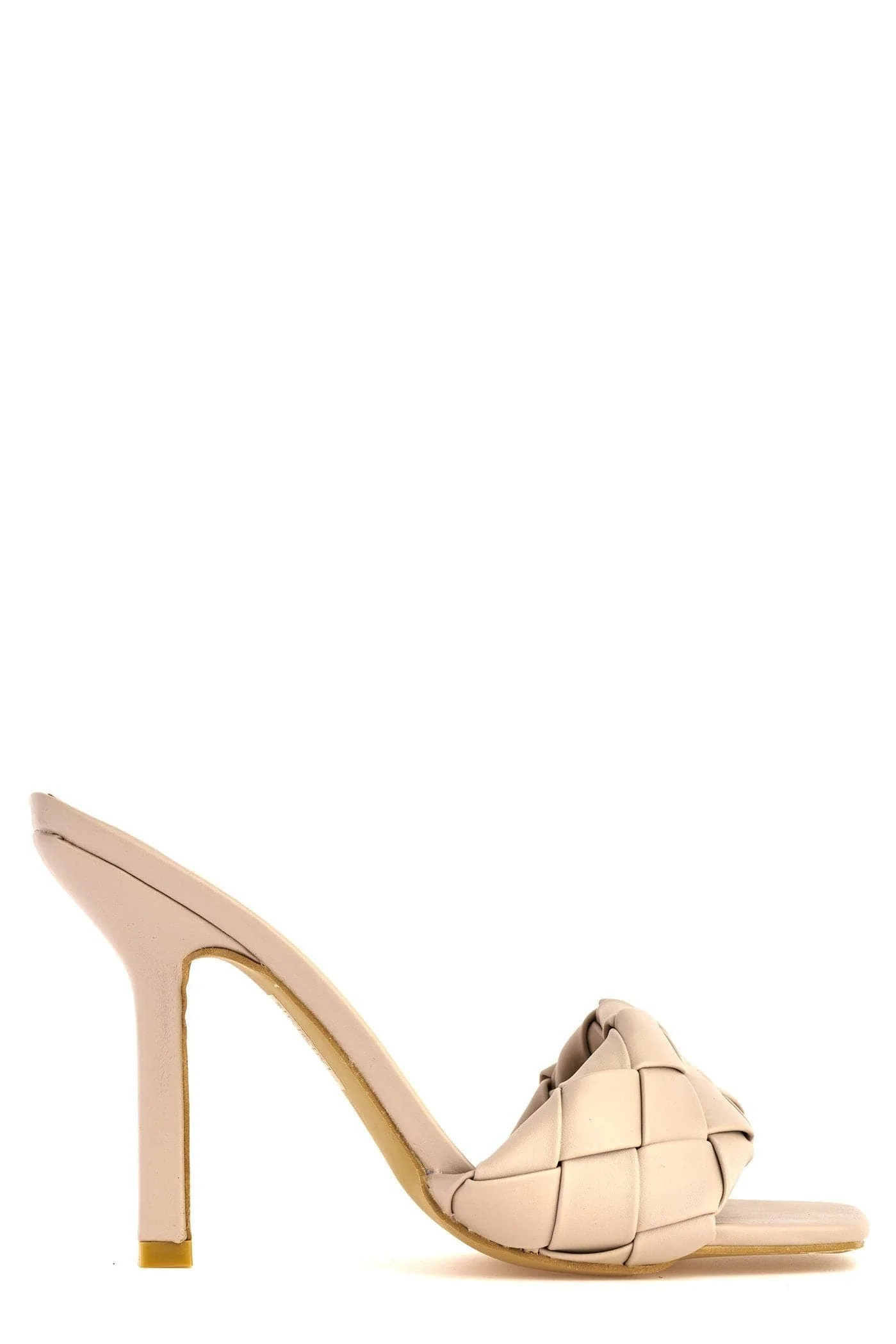Lopez Plait Detail Band Mid Heel Mule in Nude - Image 6