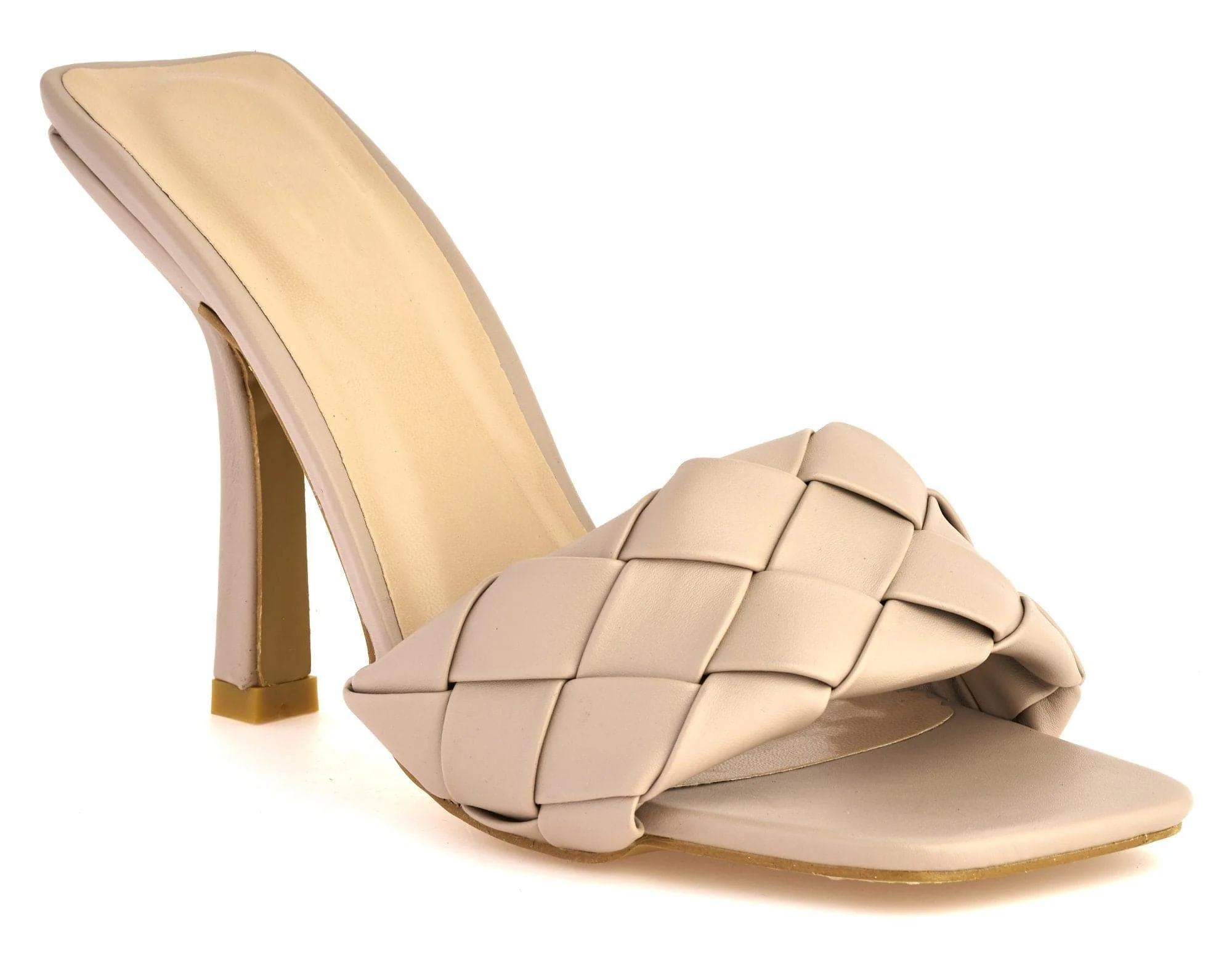 Lopez Plait Detail Band Mid Heel Mule in Nude - Image 7