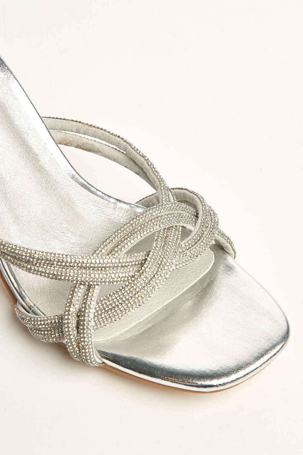 Lora Diamante Embellished Heeled Mules in Silver - Image 6