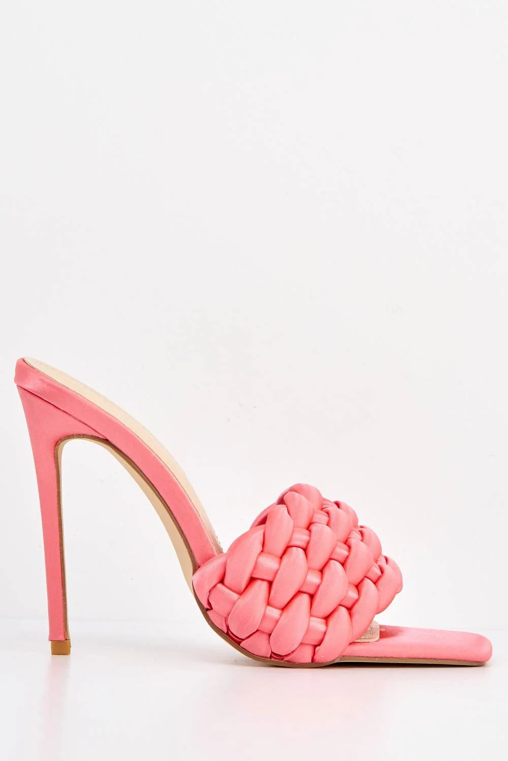 Lucca Plaited Band Square-toe Mule in Pink Satin - Image 4