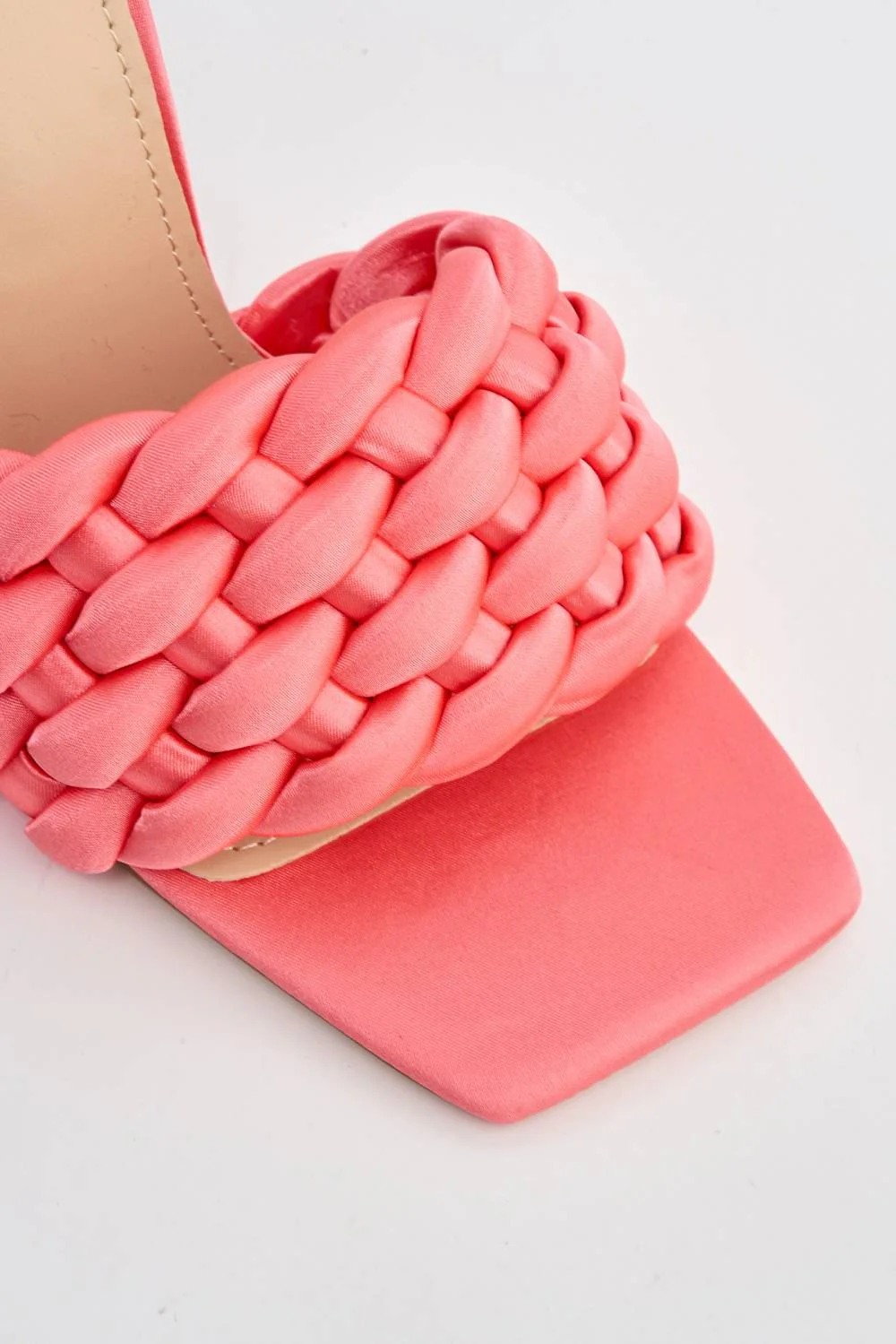 Lucca Plaited Band Square-toe Mule in Pink Satin - Image 6