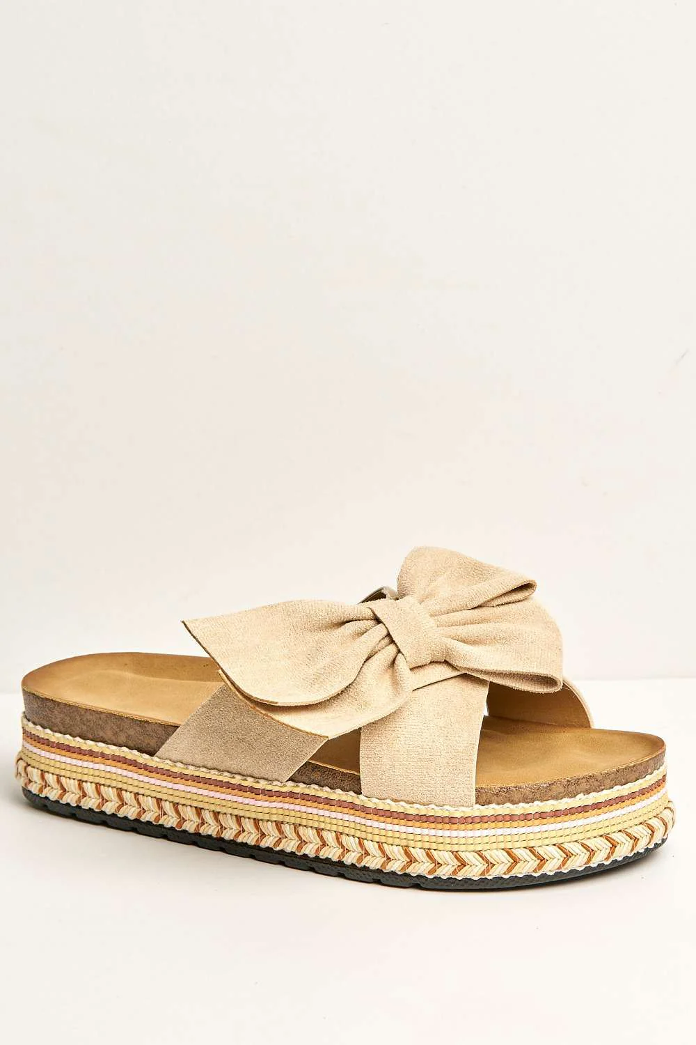 Lucia Crossover Knotted Bow Band Espadrilles in Beige - Image 4