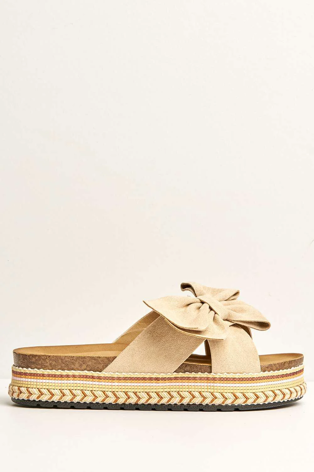 Lucia Crossover Knotted Bow Band Espadrilles in Beige - Image 5