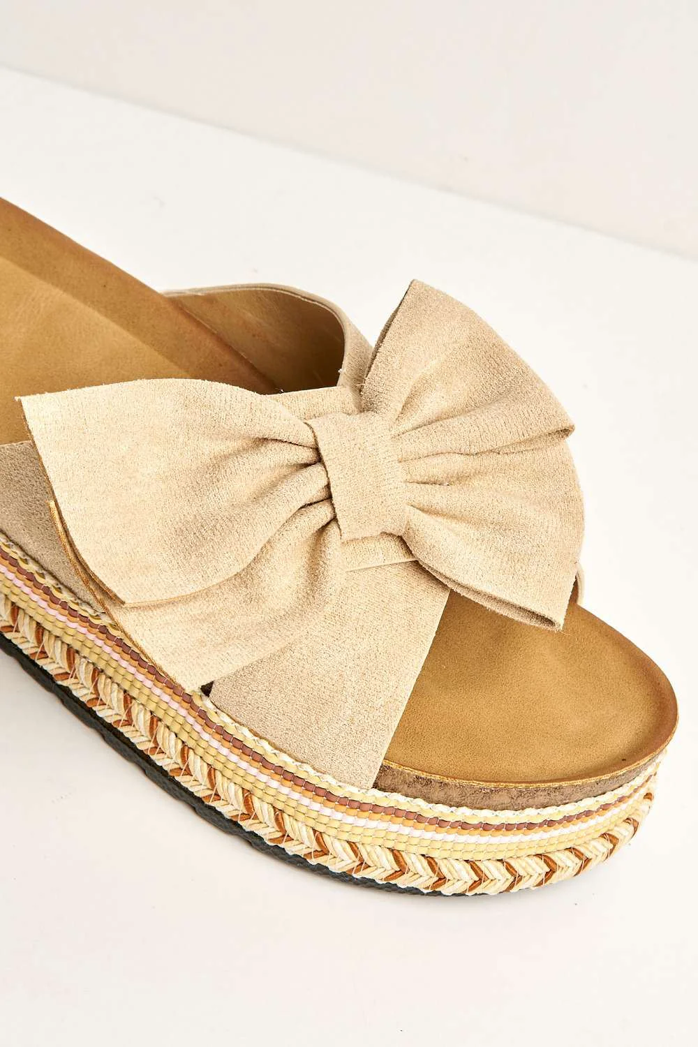 Lucia Crossover Knotted Bow Band Espadrilles in Beige - Image 6