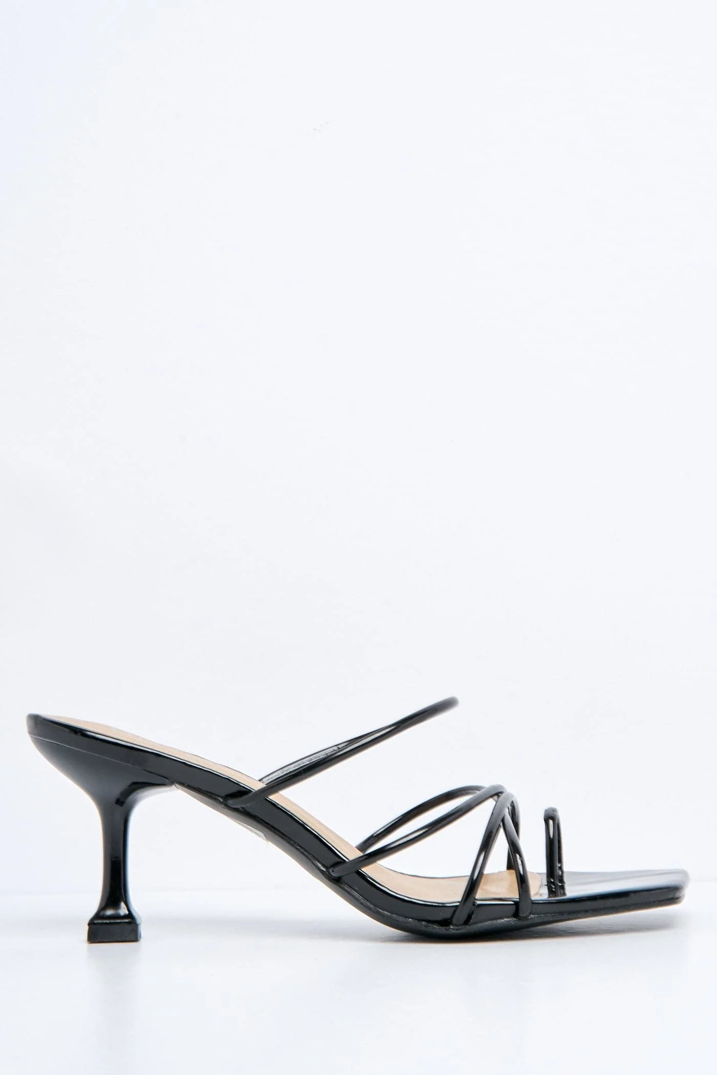 Lucie Kitten Heel Strappy Mule in Black - Image 6