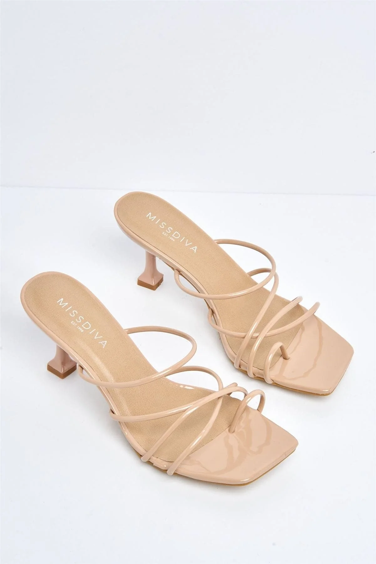 Lucie Kitten Heel Strappy Mule in Mocha - Image 5