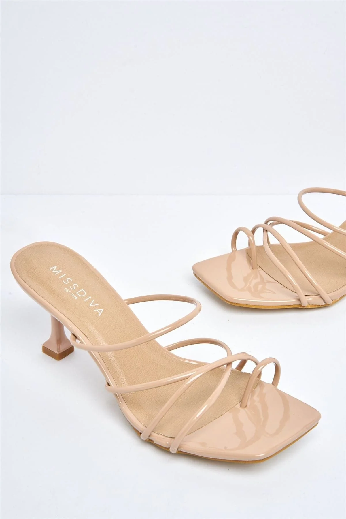 Lucie Kitten Heel Strappy Mule in Mocha - Image 7
